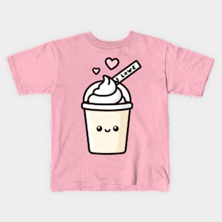 Kawaii Vanilla Milkshake with Hearts | Design for Kawaii Food Art Lovers Kids T-Shirt